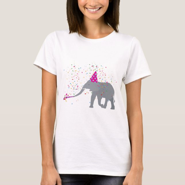 Elephant Partying - Djur med Party T Shirt (Framsida)