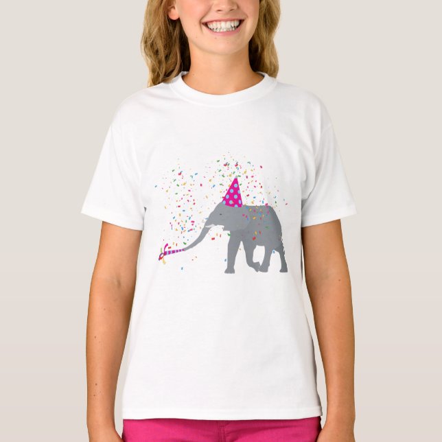 Elephant Partying - Djur med Party T Shirt (Framsida)