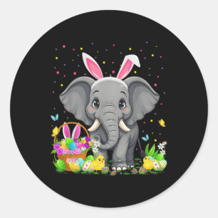 Elephant Påskägg Hunt Bunny Ear Elephant Lycklig Runt Klistermärke