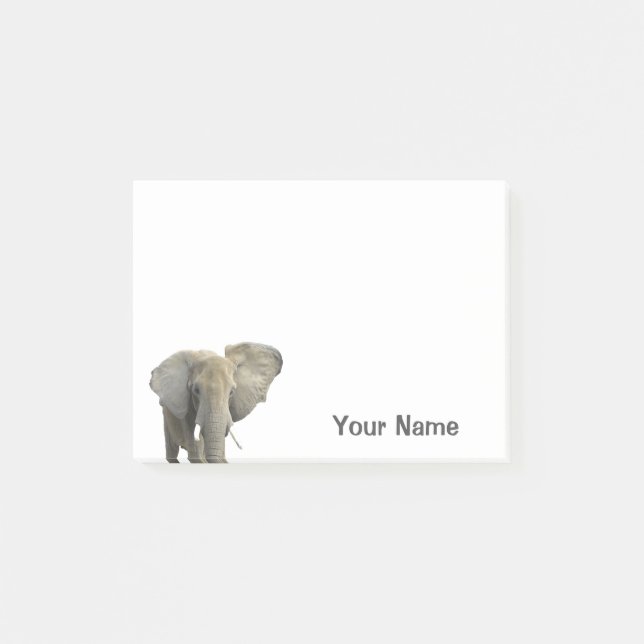 Elephant Personlig Namn Safari Animal Post-it Block (Framsida)