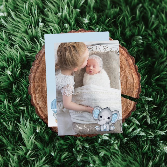 Elephant Photo Balloon Pojke Shower Tack (Skapare uppladdad)