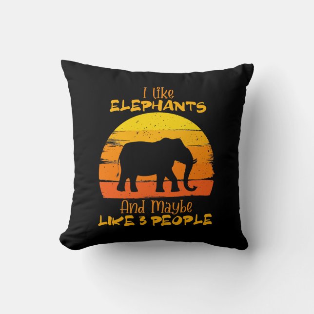 Elephant Pillow, Cute Elephant Pillow, Vintage Kudde (Framsida)