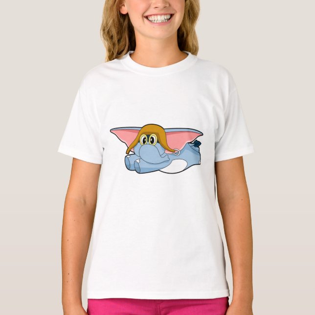 Elephant Pilot Pilot hat T Shirt (Framsida)