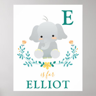 Elephant-plantskola BABY NAMN Poster