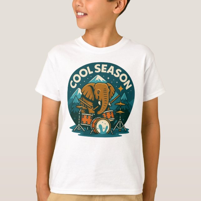 Elephant play-trummor som slår barn t shirt (Framsida)