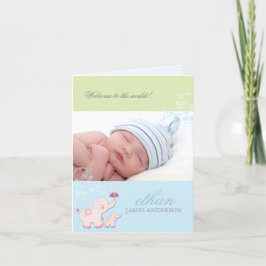 Elephant Pojke Photo Birth Notice Meddelande