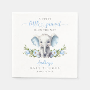 Elephant Pojke Shower för Cute Blue Blommigt Pappersservett
