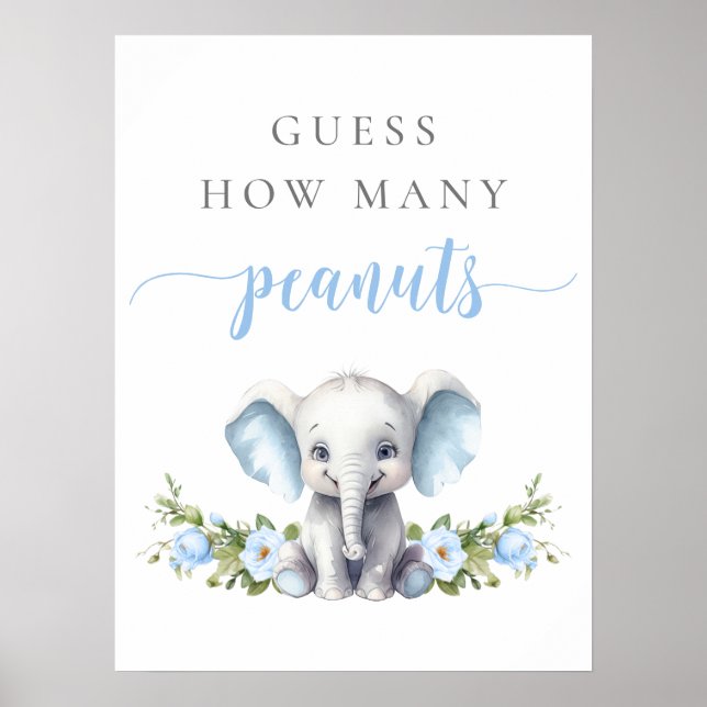 Elephant Pojke Shower gissar hur många jordnötter Poster (Framsidan)
