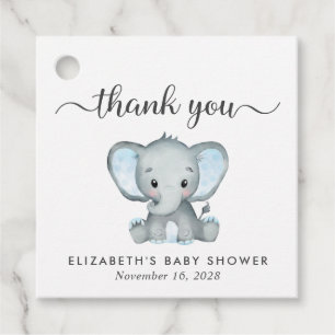 Elephant Pojke Shower Tack Gåvor Etiketter