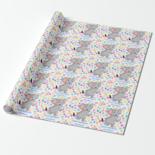 Elephant POKER DOTS BLUE Wrapping Papper Presentpapper