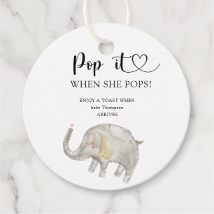 Elephant Pop det när hon pockar babydusch Gåvor Etiketter