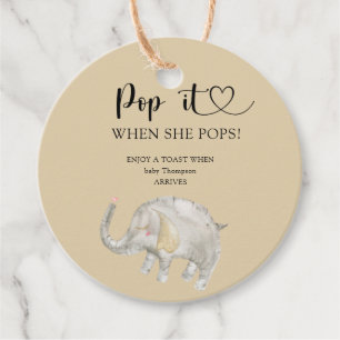 Elephant Pop det när hon pockar babydusch Gåvor Etiketter