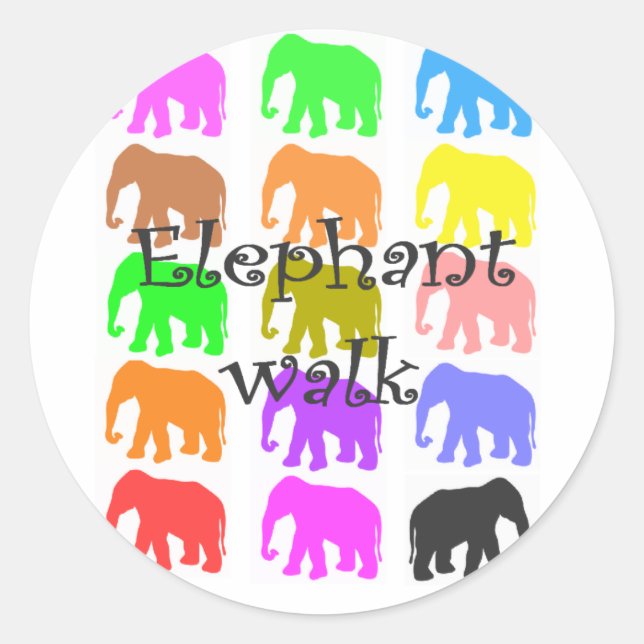 Elephant PopArt-gåvor Runt Klistermärke (Framsida)