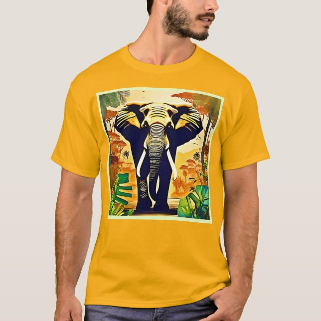 Elephant Porträtt Jungle View T Shirt (Framsida)