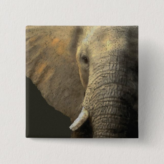 Elephant Porträtt Knapp (Framsida)