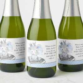 Elephant Prince Baby Shower Mini Sparkling Vin La