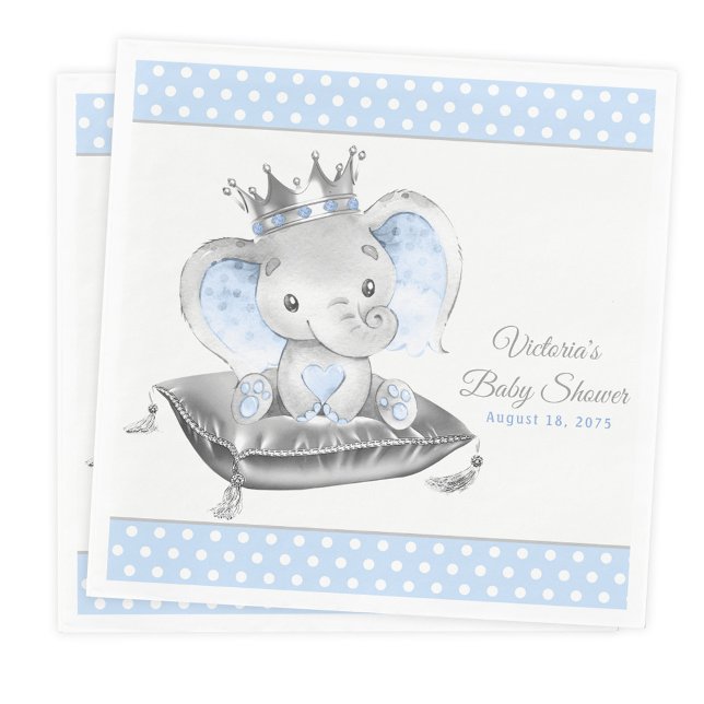 Elephant Prince Baby Shower Napkins Pappersservett (Skapare uppladdad)