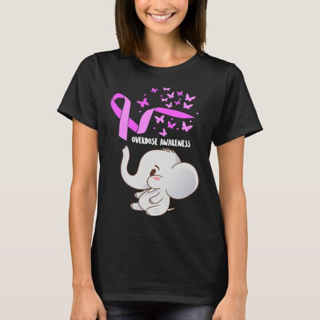 Elephant Purpleln Balloons Overdose Awareness Supp T Shirt (Framsida)