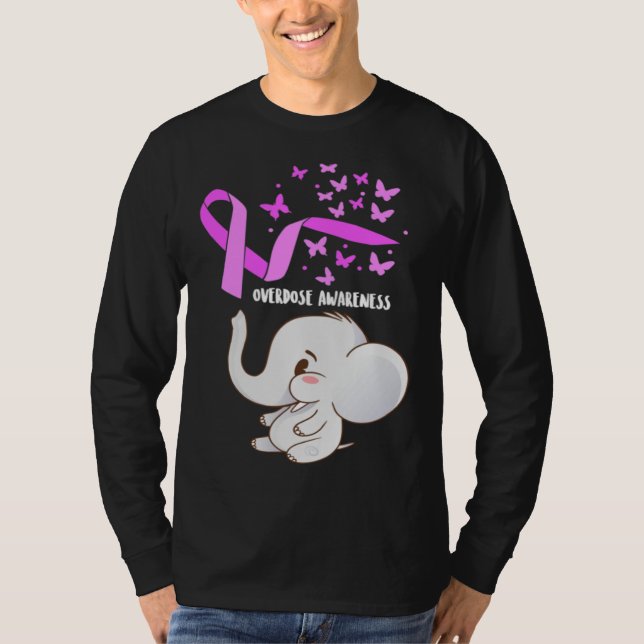 Elephant Purpleln Balloons Overdose Awareness Supp T Shirt (Framsida)