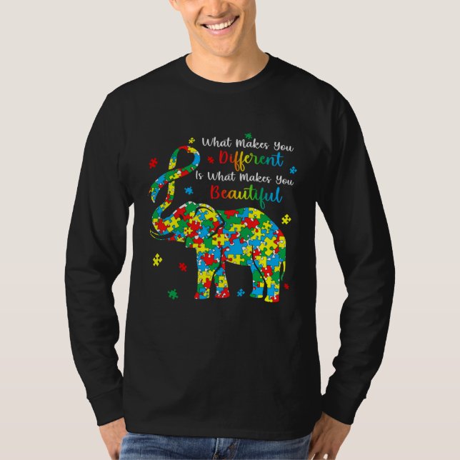Elephant Puzzle What Makes You Different Autism Aw T Shirt (Framsida)