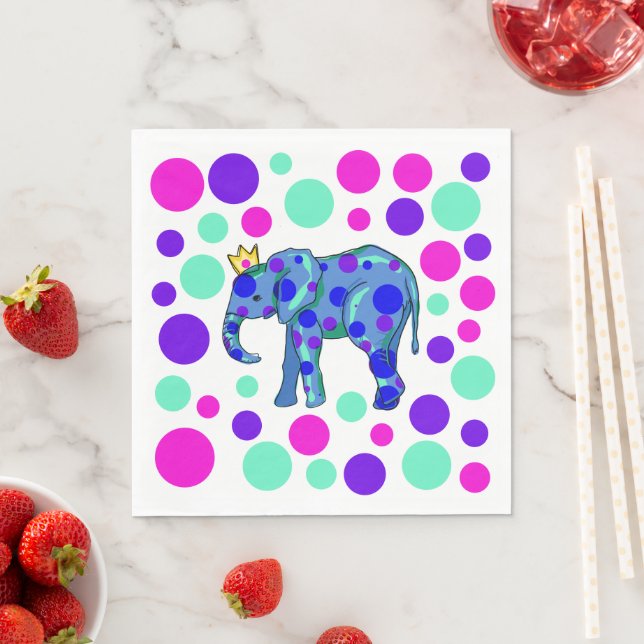 Elephant Queen med Polka dots Pappersservett (Insitu)