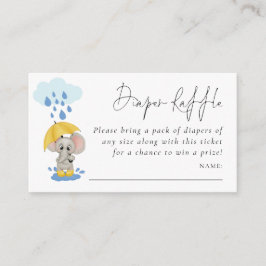 Elephant Rain Diaper Raffle Baby Shower Tilläggskort