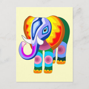 Elephant Rainbow Färger Patchwork-vykort Vykort