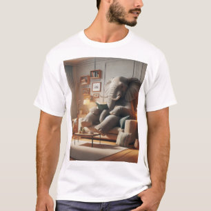 "Elephant Relaxing on a Soffa Reading a Bok Desig T Shirt
