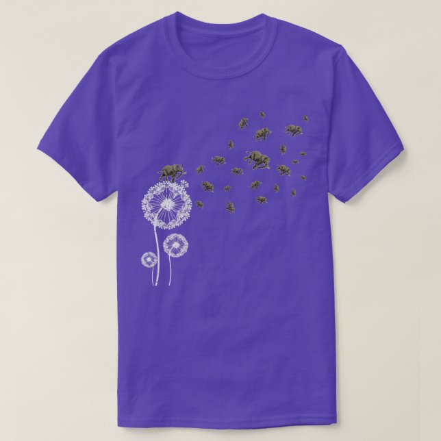 Elephant Retro Flower Puff Boll Dandelion T Shirt (Design framsida)