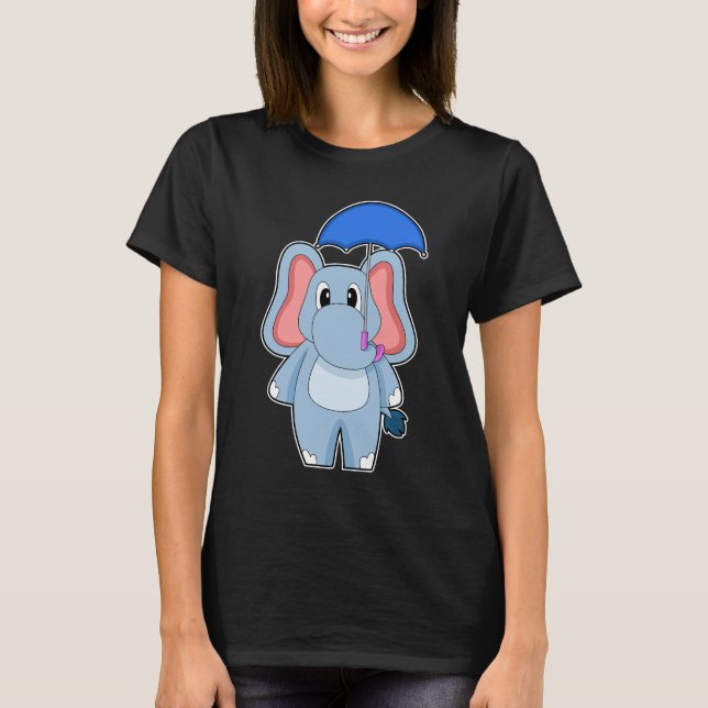 Elephant Rining Umbrella T Shirt (Framsida)