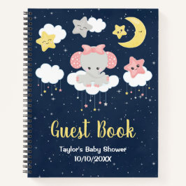 Elephant Rosa and Navy Baby Shower Guest Bok