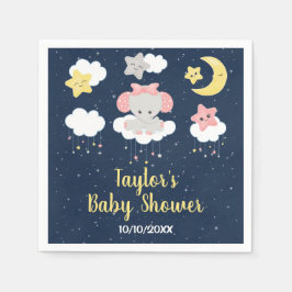 Elephant Rosa and Navy Baby Shower Pappersservett