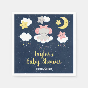 Elephant Rosa and Navy Baby Shower Pappersservett