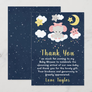 Elephant Rosa and Navy Baby Shower Tack Kort