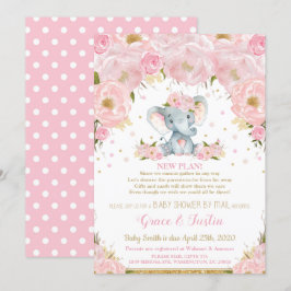 Elephant Rosa Blommigt Baby Shower by Mail Girl Inbjudningar