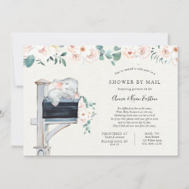 Elephant Rosa Blommigt Baby Shower by Mail Inbjudningar
