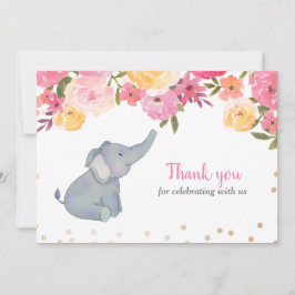 Elephant Rosa Blommigt Baby Shower Tack Inbjudningar