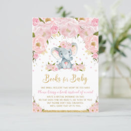 Elephant  Rosa Blommigt Bokar för Baby Card Inbjudningar