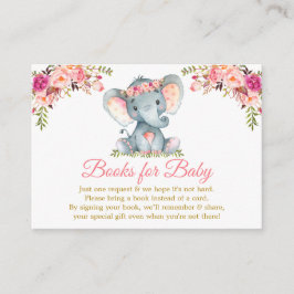 Elephant Rosa Blommigt Bokar for Baby Shower Guld Tilläggskort