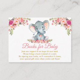 Elephant Rosa Blommigt Guld Bokar for Baby Shower Tilläggskort