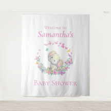 Elephant Rosa Butterflies Baby Shower-bakgrund