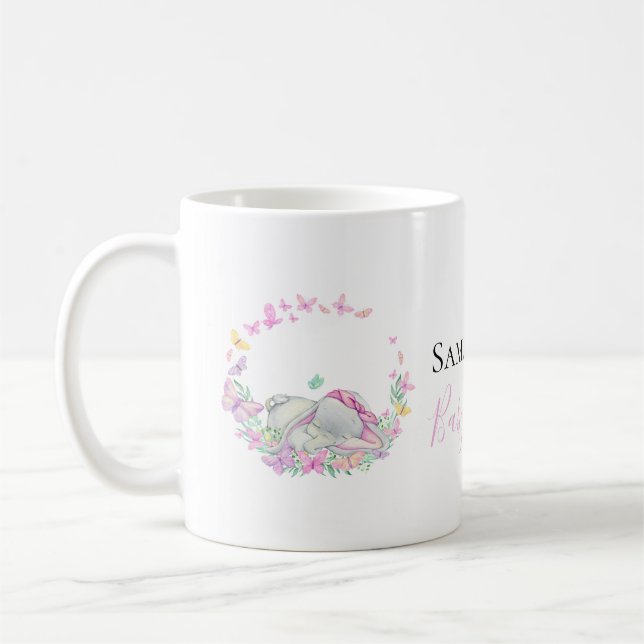 Elephant rosa butterflies Coffe Mugg (Vänster)