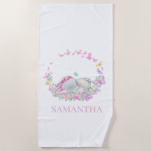 Elephant ROSA BUTTERFLY Beach Towel