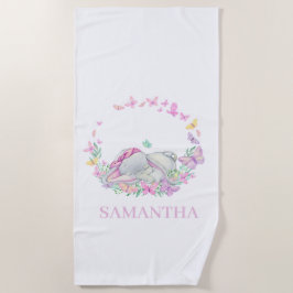 Elephant ROSA BUTTERFLY Beach Towel