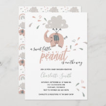 Elephant Rosa Cute Girl Baby Shower