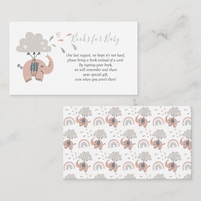 Elephant Rosa Cute Girl's Bokar for Baby Tilläggskort (Fram/baksida)