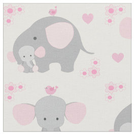 Elephant Rosa Grått Safari Animal Nursery Flicka Tyg