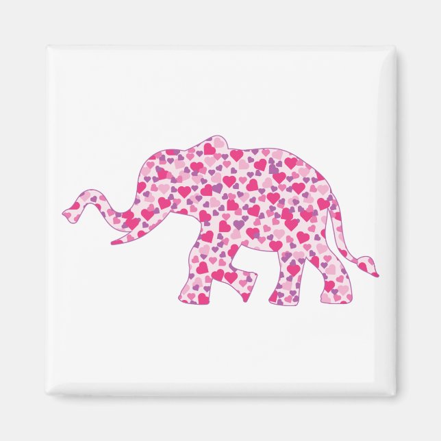 Elephant-Rosa-Hearts (1) Magnet (Framsidan)