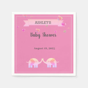 Elephant Rosa/PurpleTwin Girls Baby Shower Pappersservett