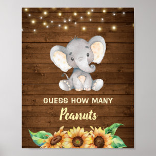 Elephant Rustic Solros gissar hur många jordnötter Poster